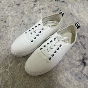 White Lace-Up Sneakers